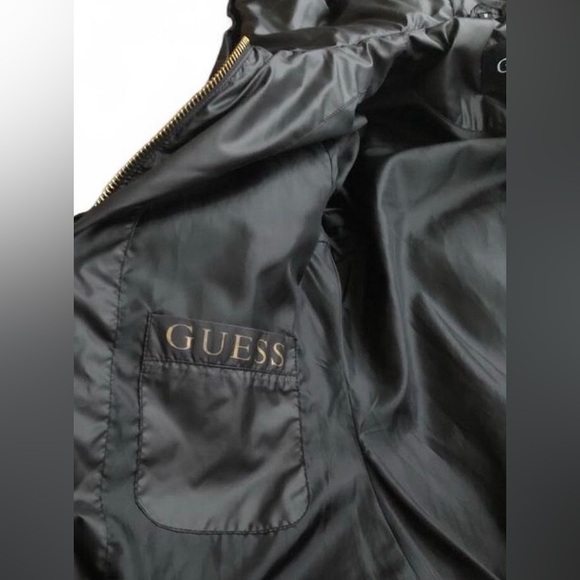 Guess Faux Fur Hooded Long Quilted Winter Puffer Jacket Coat Size M - Picture 7 of 13